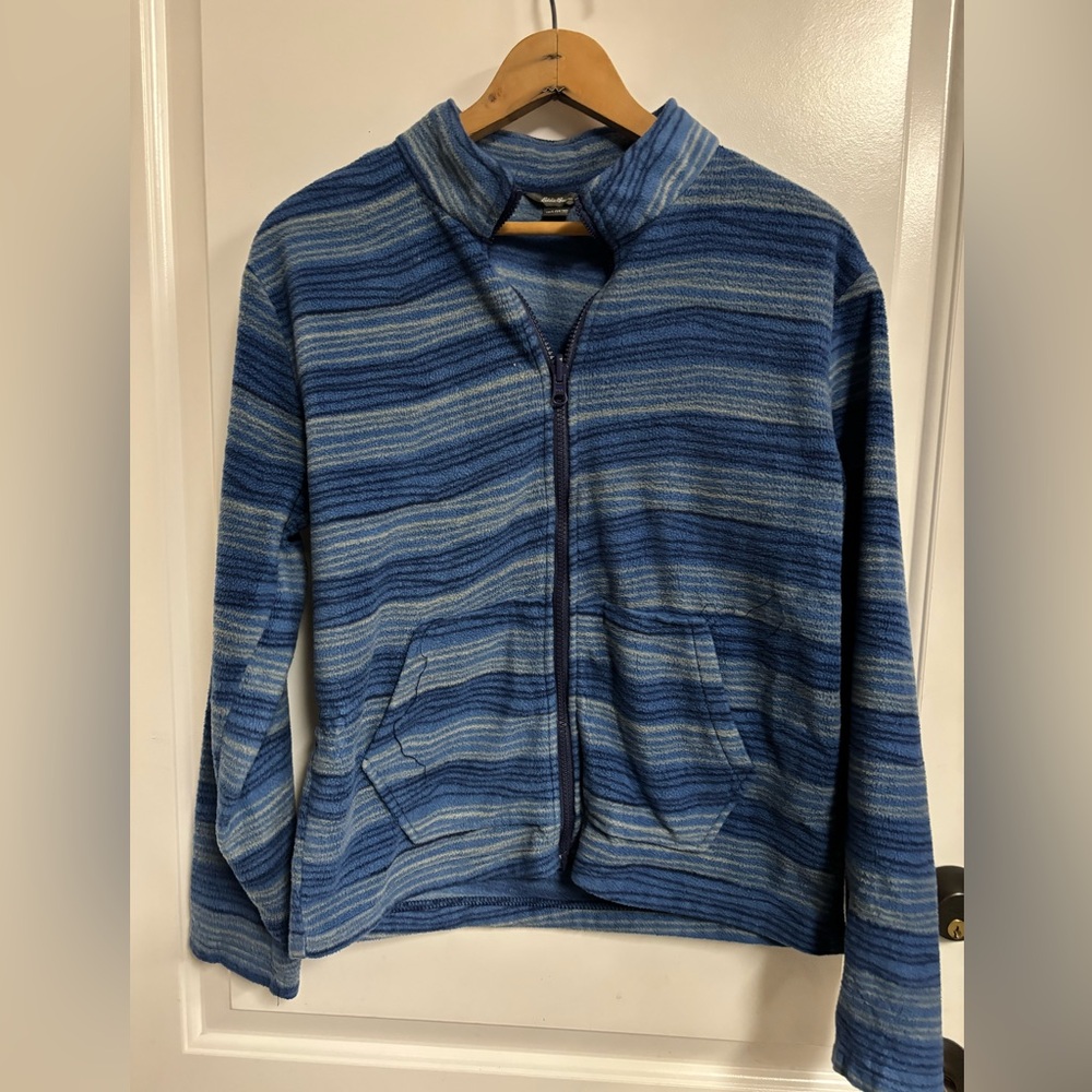 Blue Striped Zip-Up Fleece